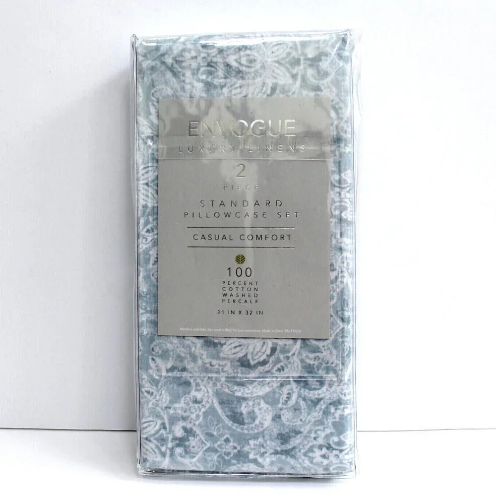 Envogue Luxury Linens Paisley 2 Piece Cotton Percale Standard Pillowcase Set